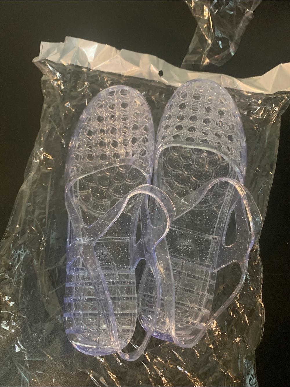 Clear Glitter Jelly Slingback Sandals - Women